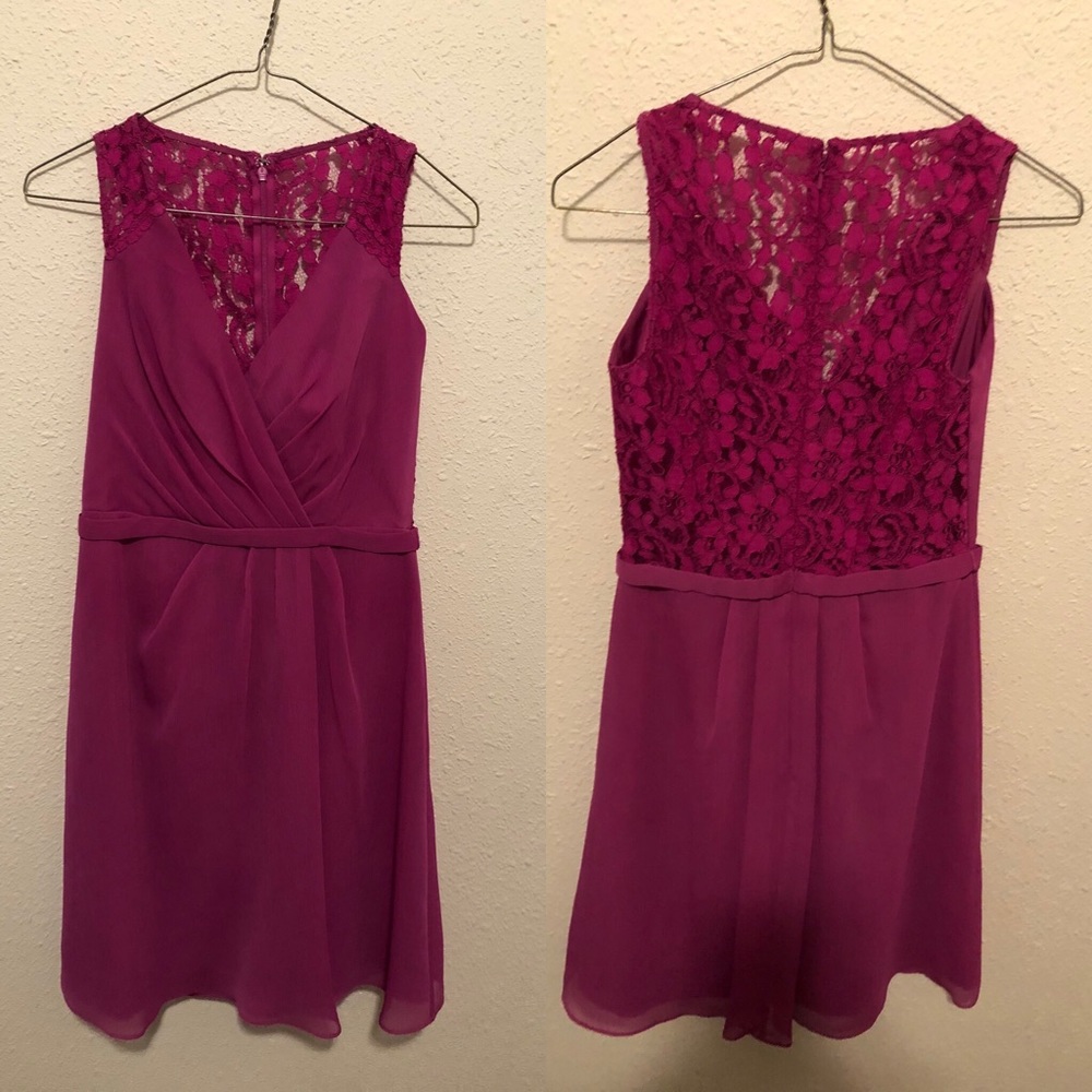 David’s Bridal Chiffon V-neck Dress w Lace Back- 4